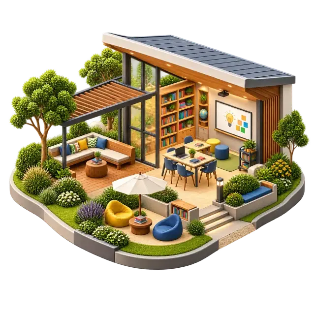 Sobha Chikkagubbi community learning room with study tables, bookshelves and reading space