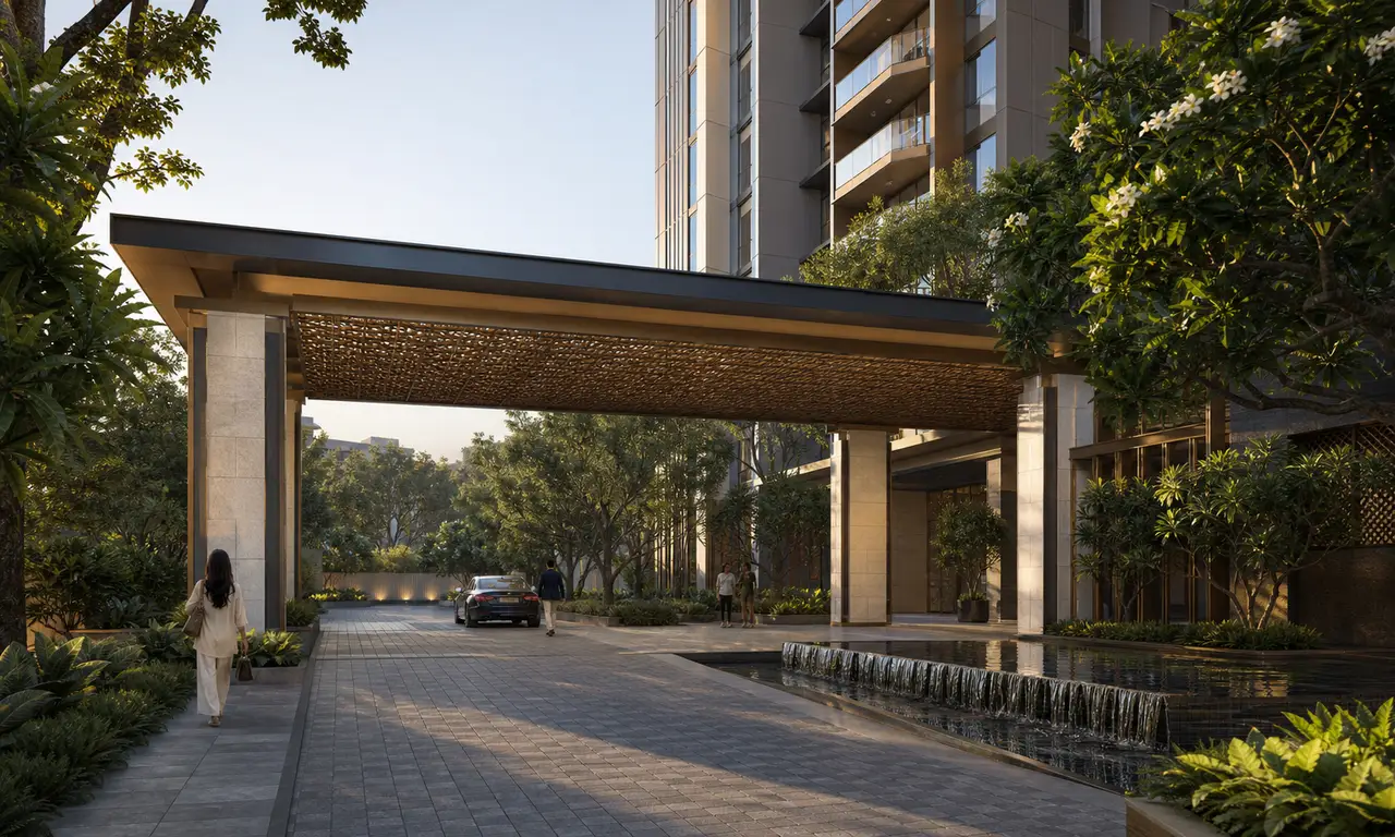 Landscaped apartment entrance for Sobha Chikkagubbi near Hennur Road