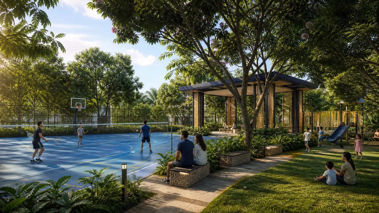 Sobha Chikkagubbi recreation area with an outdoor court and family play space